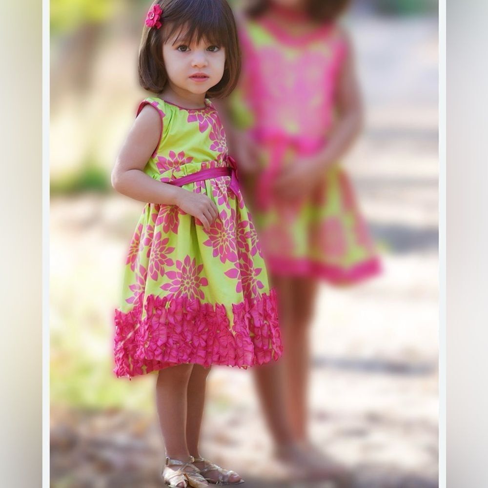 Trish Scully Pink and Green Azalea Sleeveless Evelyn Dress Size 6X